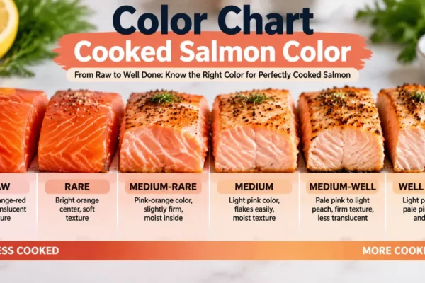 Color Chart Cooked Salmon Color: 5 Stages, Doneness & Safe Temperature Guide