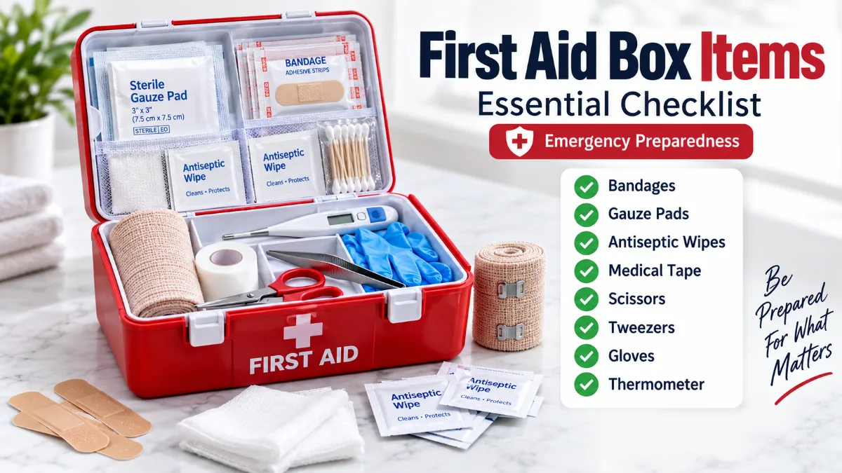 first aid box items
